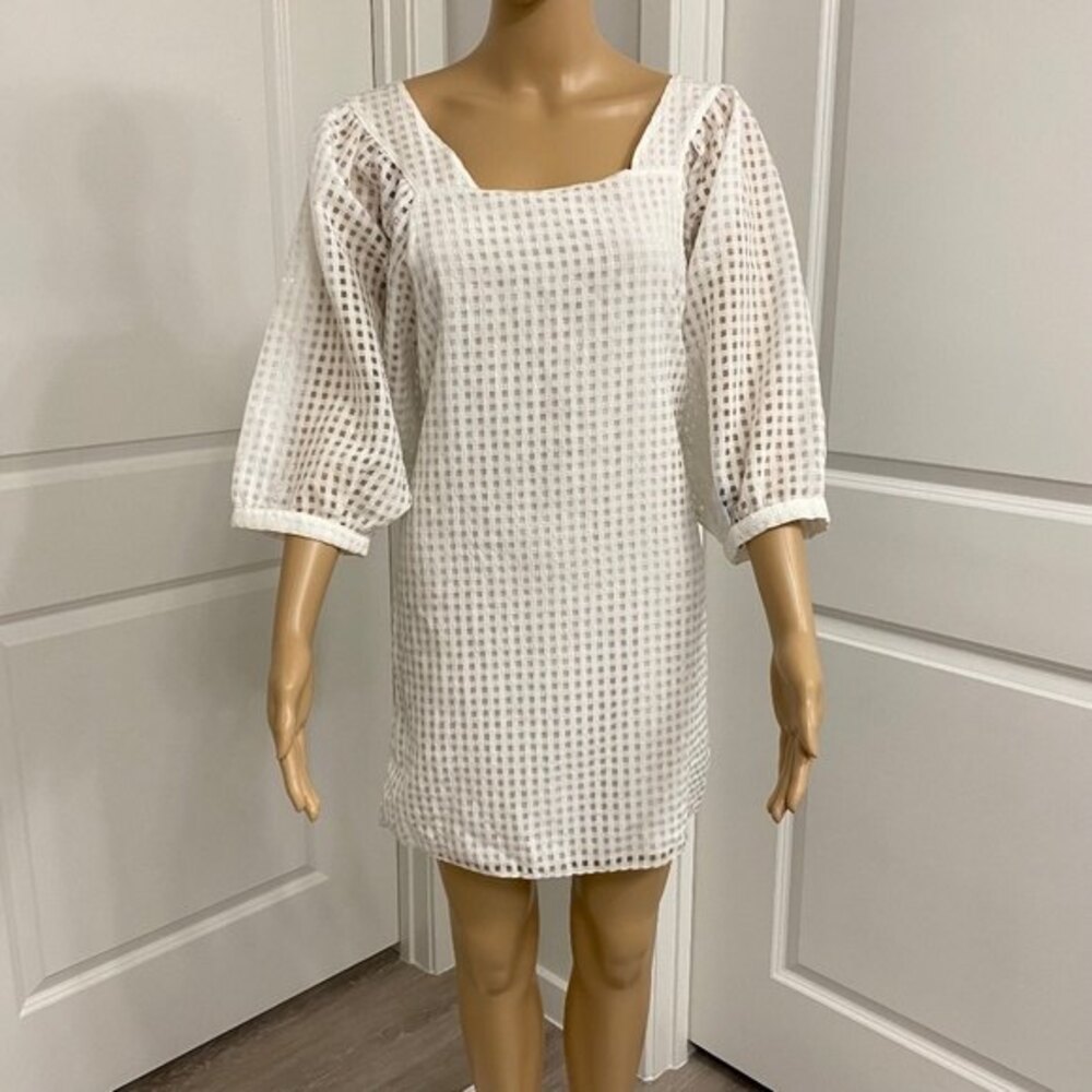 Imperial Women's Balloon Half Sleeve Mini Dress. White. Medium. Wedding. Chic